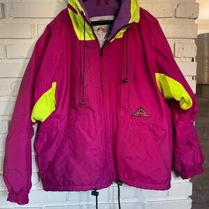Vintage Aesse Technical Equipment Colorblock Ski Jacket Pink Neon XS 90s Fits M